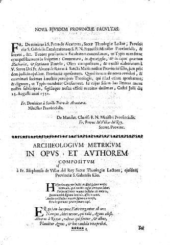 Nova eivsdem provinciae Facvltas - Archieologivm metricvm...