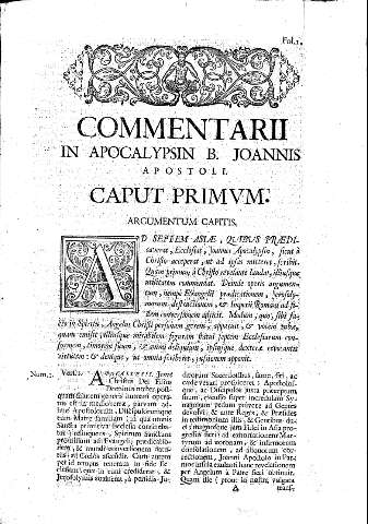 Commentarii in Apocalypsin B. Joannis Apostoli
