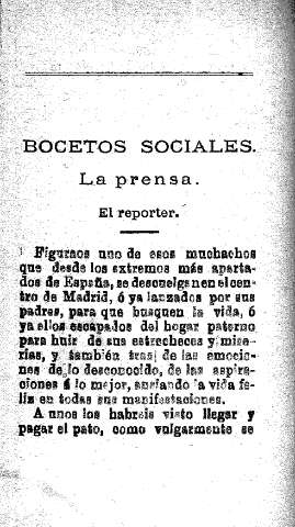 Bocetos sociales. La prensa. El reporter.