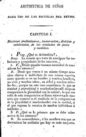 Capítulo I. Nociones preliminares, numeracion, division y subdivision de las unidades de pesos y medidas 