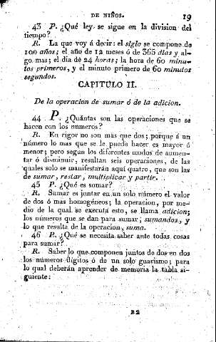 Capítulo II. De la operacion de sumar ó de la adicion