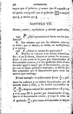 Capítulo VII. Sumar, restar, multiplicar y dividir quebrados