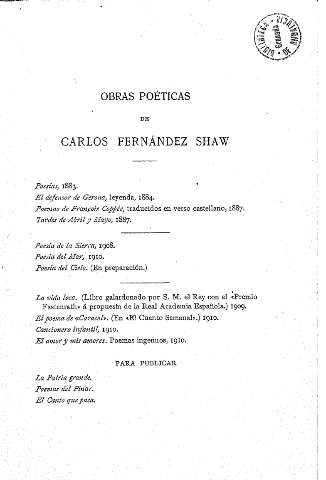 Obras poéticas de Carlos Fernández Shaw