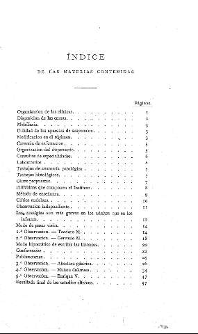 Índice de las materias contenidas