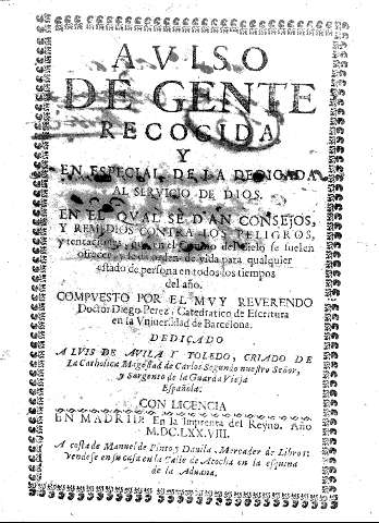 Aviso de gente recogida y en especial de la dedicada al servicio de Dios ...