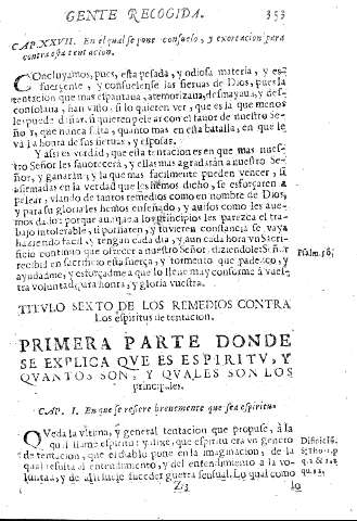Titvlo sexto de los remedios contra los espiritus de tentacion. Primera parte donde se explica qve es espiritv, yu qvantos son, y qvales son los principales