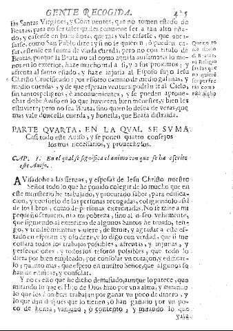Parte qvarta, en la qval se svma casi todo este Auiso, y se ponen quatro consejos los mas necessarios, y prouechasos