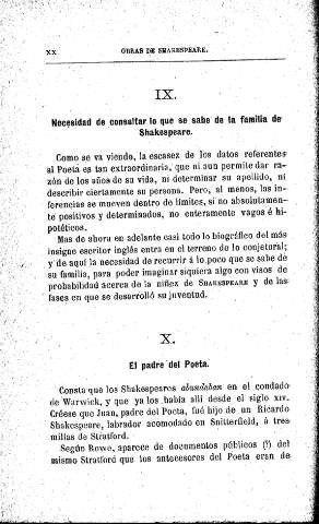 IX. Necesidad de consultar lo que se sabe de la familia de Shakespeare  -  X. El padre del Poeta