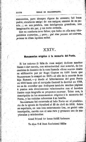 XXIV. Monumentos erigidos a la memoria del Poeta