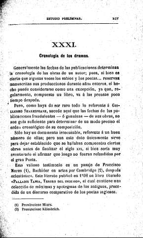 XXXI. Cronología de los dramas