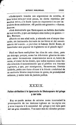XXXIX. Faltas atribuidas á la ignorancia de Shakespeare del griego y del latín