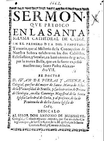 Sermon qve predico en la Santa Iglesia Cathedral de Cadiz, en el primero dia del svmptvoso Ternario ...
