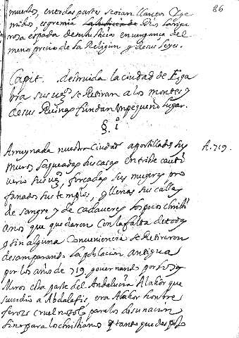 Capit. Destruida la ciudad de Egabra sus uços se retiran a los montes y desus reuinas fundan unpequeño lugar
