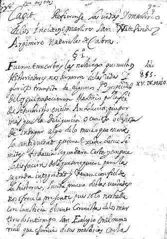 Capit. Refierense las vidas y martirio delos inelitos martires San Witefindos Argimiro naturales deCabra 