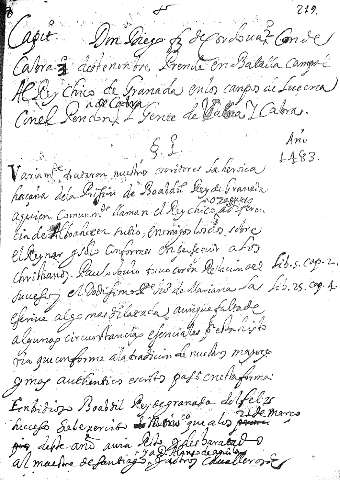 Capit. Don Diego de Cordoua 2º Conde Cabra 3º deste nonbre Prende en Batalla campal Al Rey chico de Granada enlos campos de Luçena ...