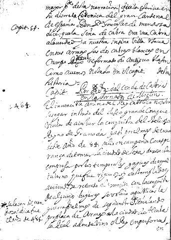 Capit. Perdida del conde de Cabra en la jornada de Moclin