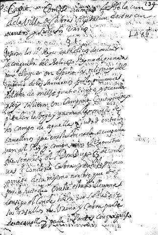 Capit. Comose  aumento la Pso la cien de la villa de Cabra fundaçion de sus conuentos y succesos varios