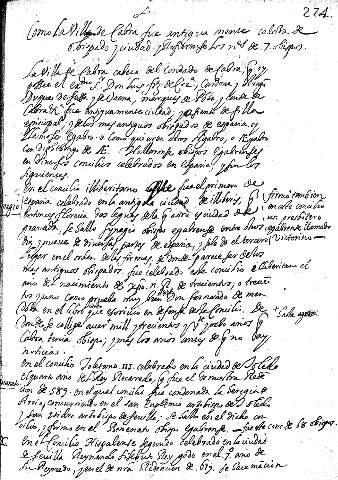 Como la villa de Cabra fue antigua mente cabeza de obispado y ciudad y referiense los nos de 7 obispos