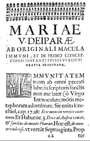 Mariae v.deiparae, aboriginali macula immvni, et in primo conceptionis instanti spiritvs sanctigratia elvcidatae