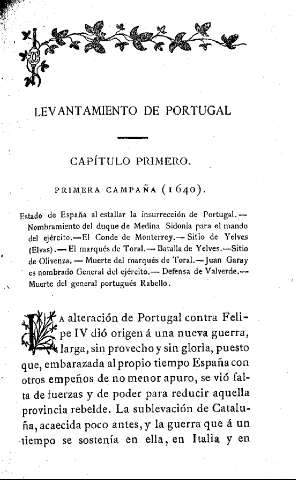 Levantamiento de Portugal - Capítulo Primero. Primera Campaña (1640)