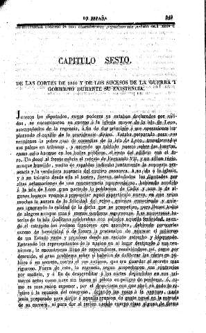 Capítulo Sesto. De las Cortes de 1810 y de los sucesos de la Guerra y Gobierno durante su existencia