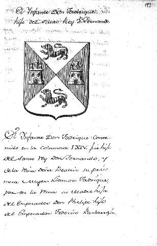 El Ynfante Don Fabrique hijo delsanto rey Dn. Fernando