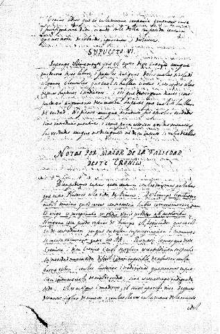 Supuesto VI. Notas por maior de la falsedad deste cronico