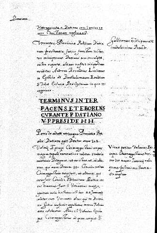 Terminvs inter pacens et eborens cvrante p datiano v preside H.H.
