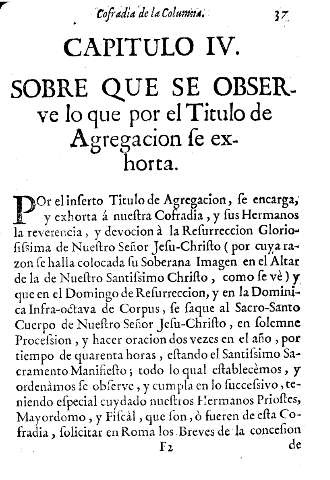 Capitulo IV. Sobre que se observe lo que por el titulo de agregacion se exhorta