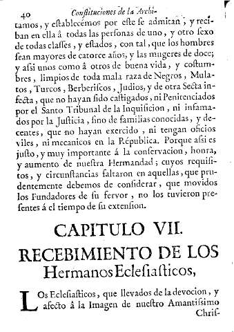 Capitulo VII. Recebimiento de los hermanos eclesiasticos