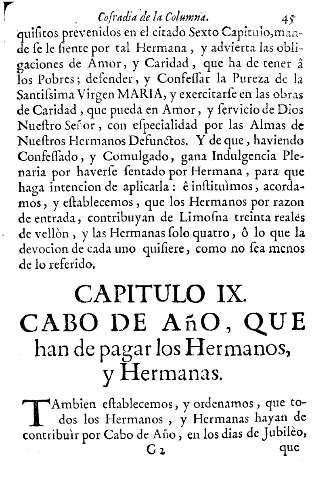 Capitulo IX. Cabo de añor, que han de pagar los Hermanos y Hermanas