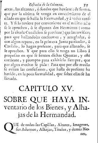 Capitulo XV. Sobre que haya inventario de los Bienes, y Alhajas de la Hermandad