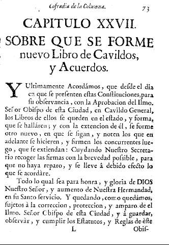 Capitulo XXVII. Sobre quie se forme nuevo Libro de Cavildos, y Acuerdos