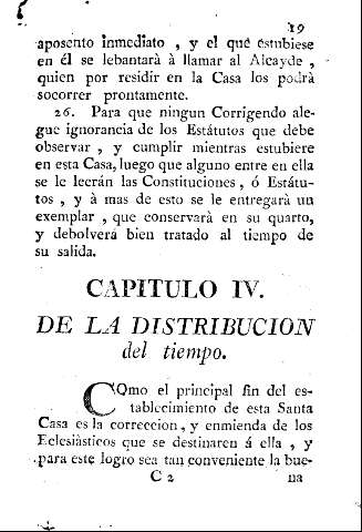 Capitulo IV. De la distribucion del tiempo