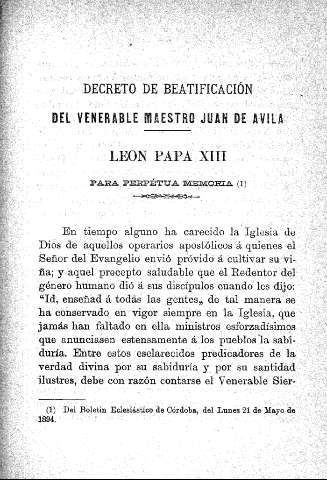Decreto de beatificación, etc.