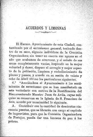 Acuerdos y limosnas