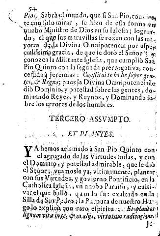 Tercero assvmpto. Et plantes.