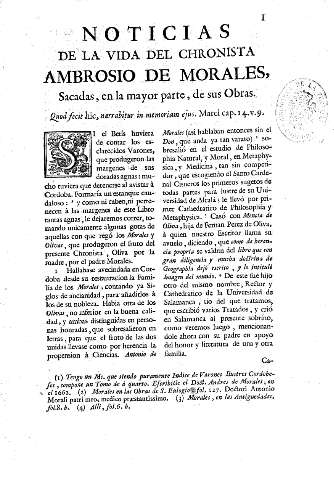 Noticias de la vida del chronista Ambrosio de Morales