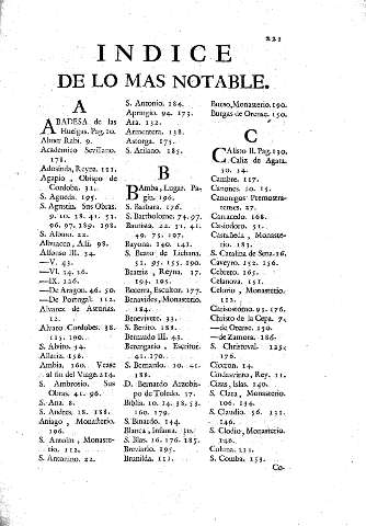 INDICE DE LO MAS NOTABLE