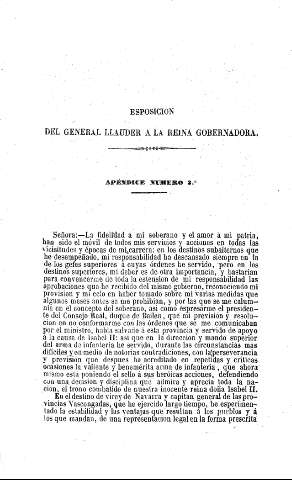 Esposicion del General Llauder a la Reina Gobernadora