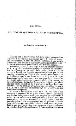 Esposicion del General Quesada a la Reina Gobernadora