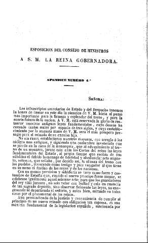 Esposicion del Consejo de Ministros a S.M. la Reina Gobernadora