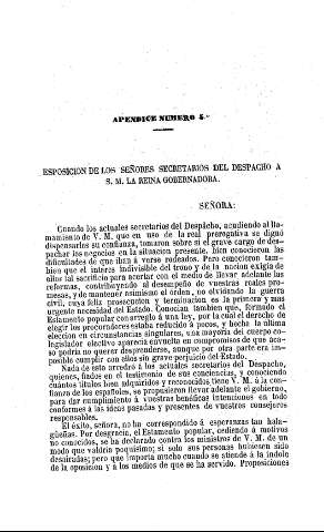 Esposición de los señores secretarios del despacho a S.M. la Reina Gobernadora