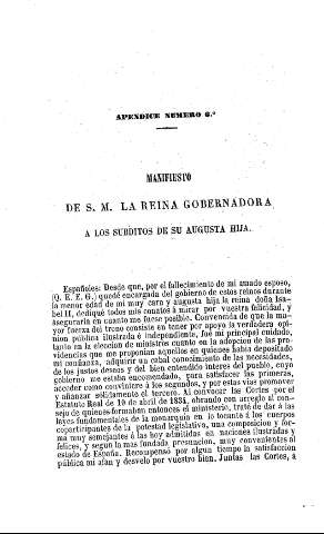 Manifiesto de S.M. la Reina Gobernadora a los subditos de su augusta hija.