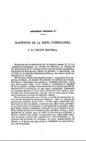 Manifiesto de la Reina Gobernadora a la nación española.