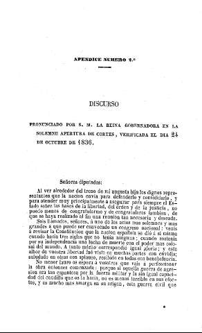Discurso pronunciado por S.M. la Reina Gobernadora en la solemne apertura de Cortes, verificada el día 24 de octubre de 1836.