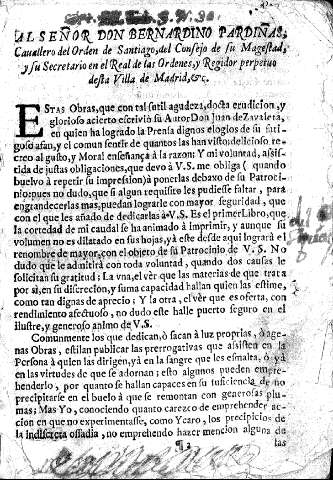 Al señor don Bernardino Pardiñas, cavallero del Orden de Santiago, ...