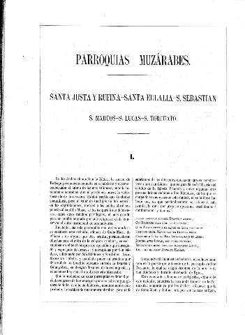 Parroquias Muzárabes. Santa Justa y Rufina - Santa Eulalia - S. Sebastián - S. Márcos - S. Lucas - S. Torcuato