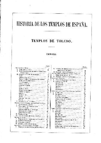 Templos de Toledo. Indice