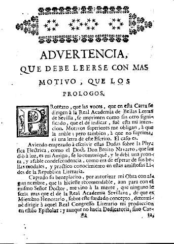 Advertencia, que debe leerse con mas motivo, que los prologos